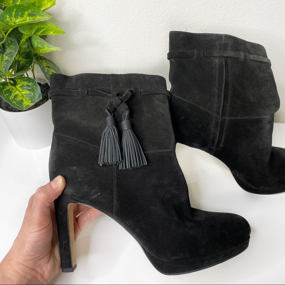 Via Spiga • Suede Bristol Pull On Tassel Bootie - Picture 2 of 7
